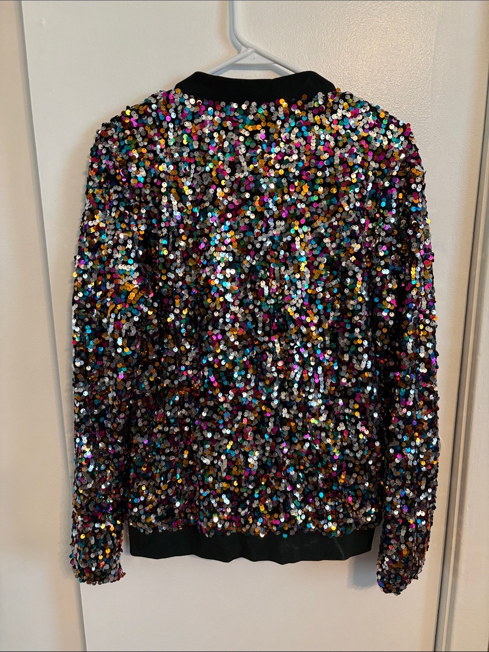 Anna-Kaci Multicolor Sequin Bomber Jacket - Black Base - Picture 2 of 4